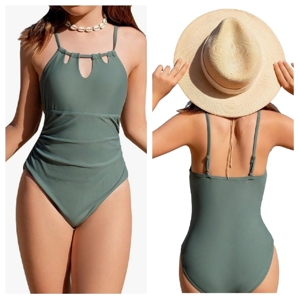 Milumia Girl's One Piece Swimsuit Halter Cut Out